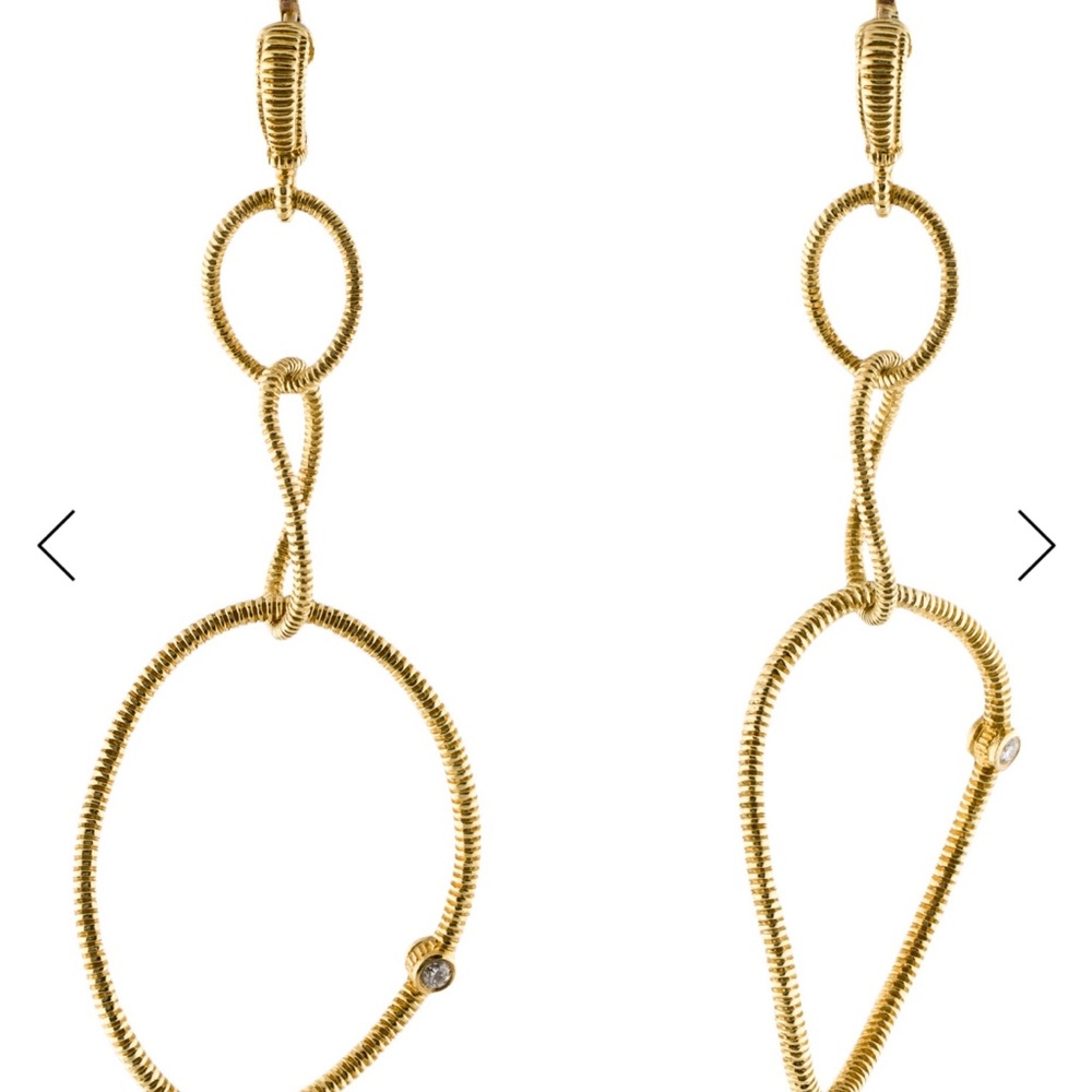 Judith Ripka 18k diamond triple hoop drop earrings